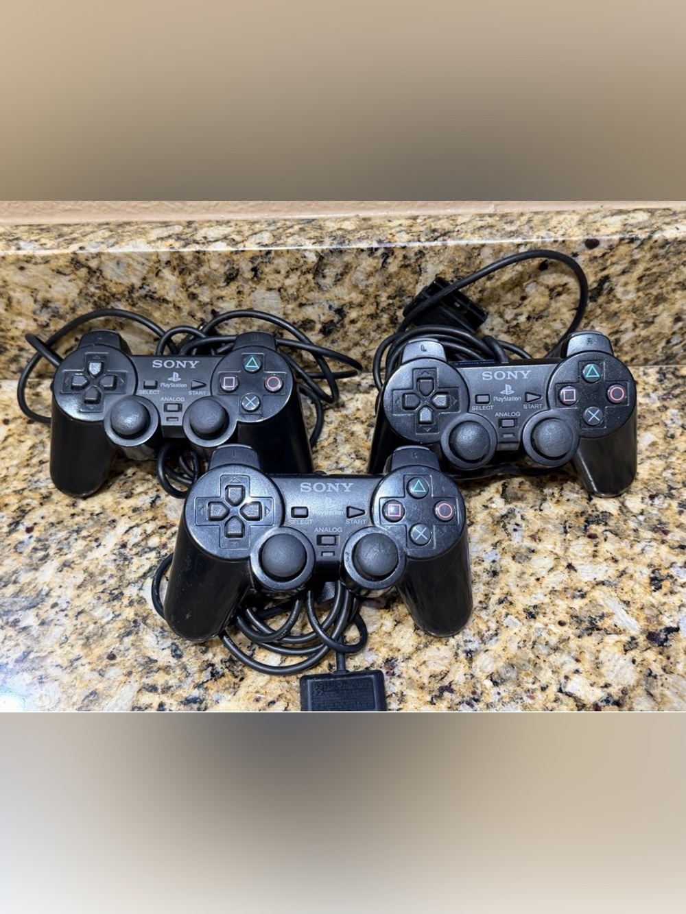 X3 Sony PlayStation 2 DualShock Controller wired PS2 SCPH-10010 Black Tested